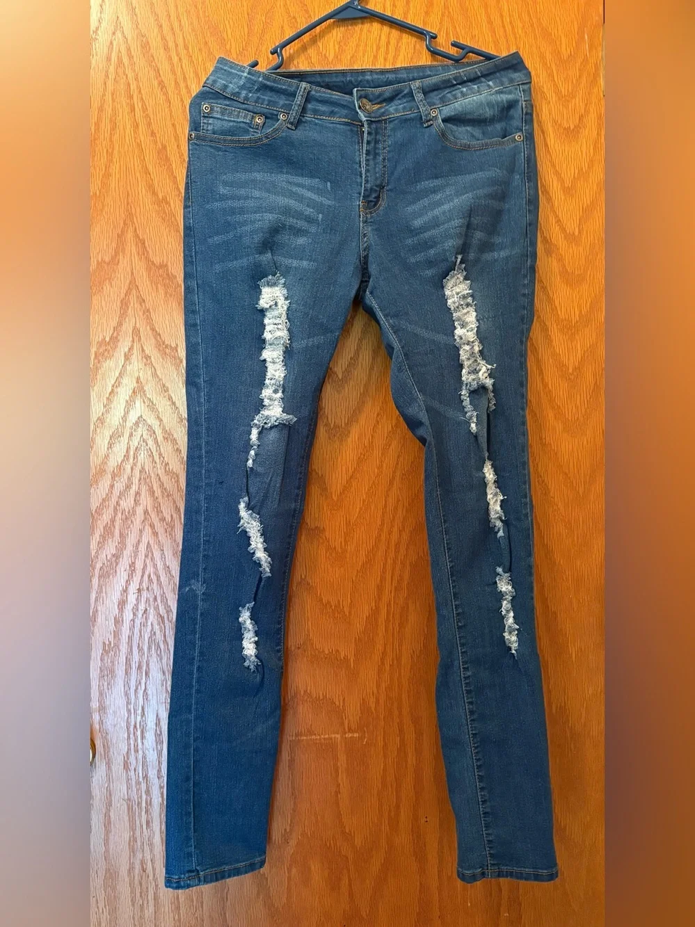 Dark Blue Distressed Skinny Jeans